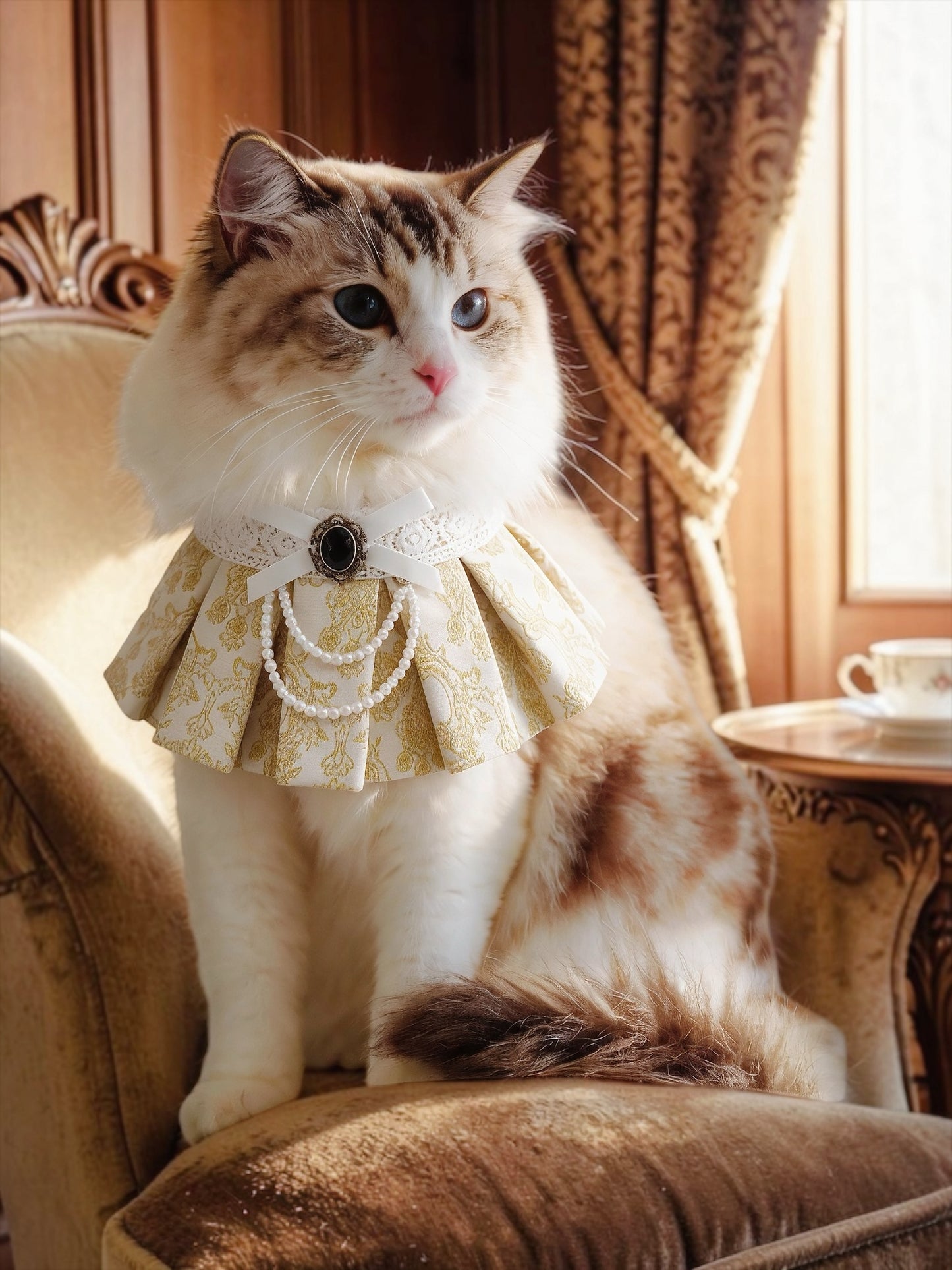 Gwendolen (1-Gilded Vanilla Brocade) | Pet Neckwear