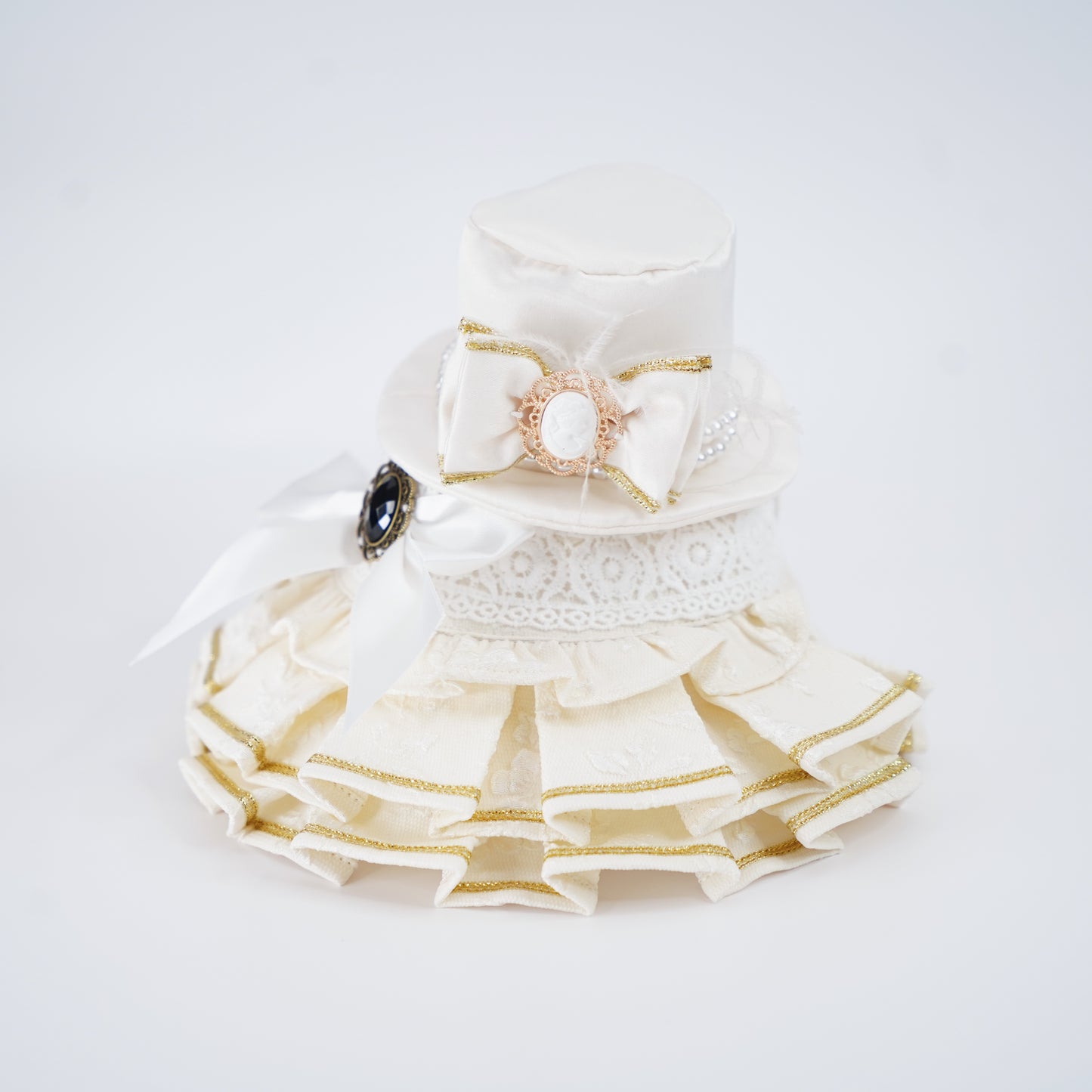 Arabella (1-Bridal Alabaster Satin) | Pet Hat