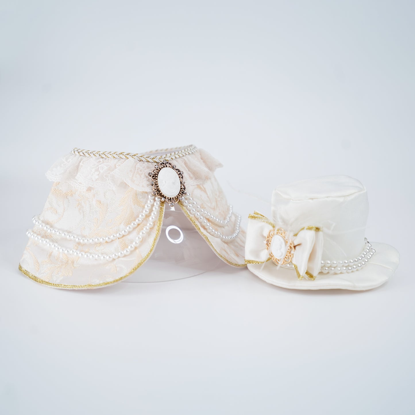 Arabella (1-Bridal Alabaster Satin) | Pet Hat