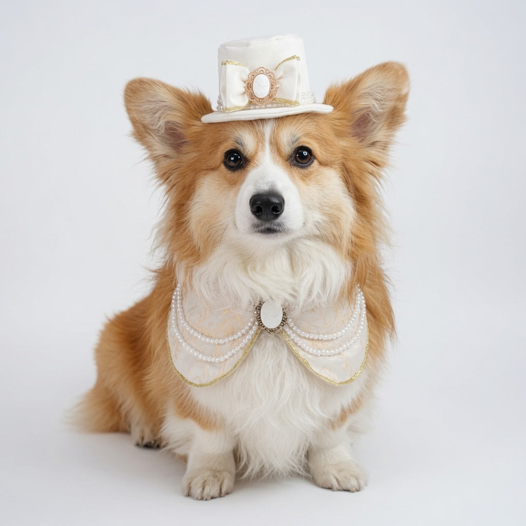 Arabella (1-Bridal Alabaster Satin) | Pet Hat